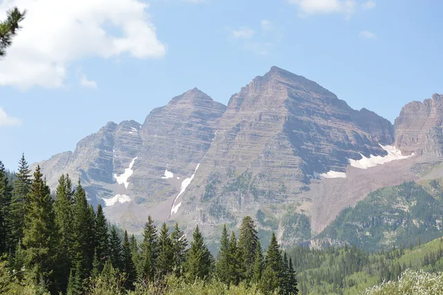 Maroon Bells reflected in Crater Lake near Aspen, Colorado