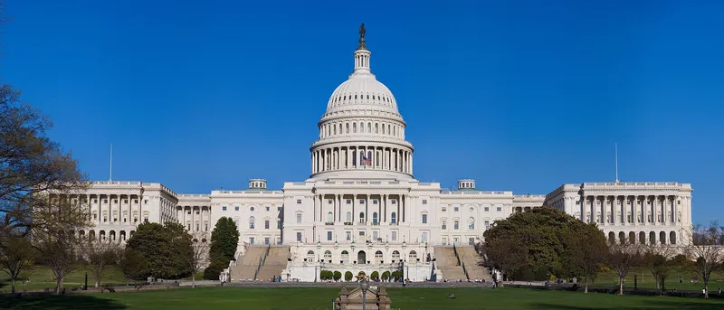 The United States Capitol dome rising above the National Mall in daylight
