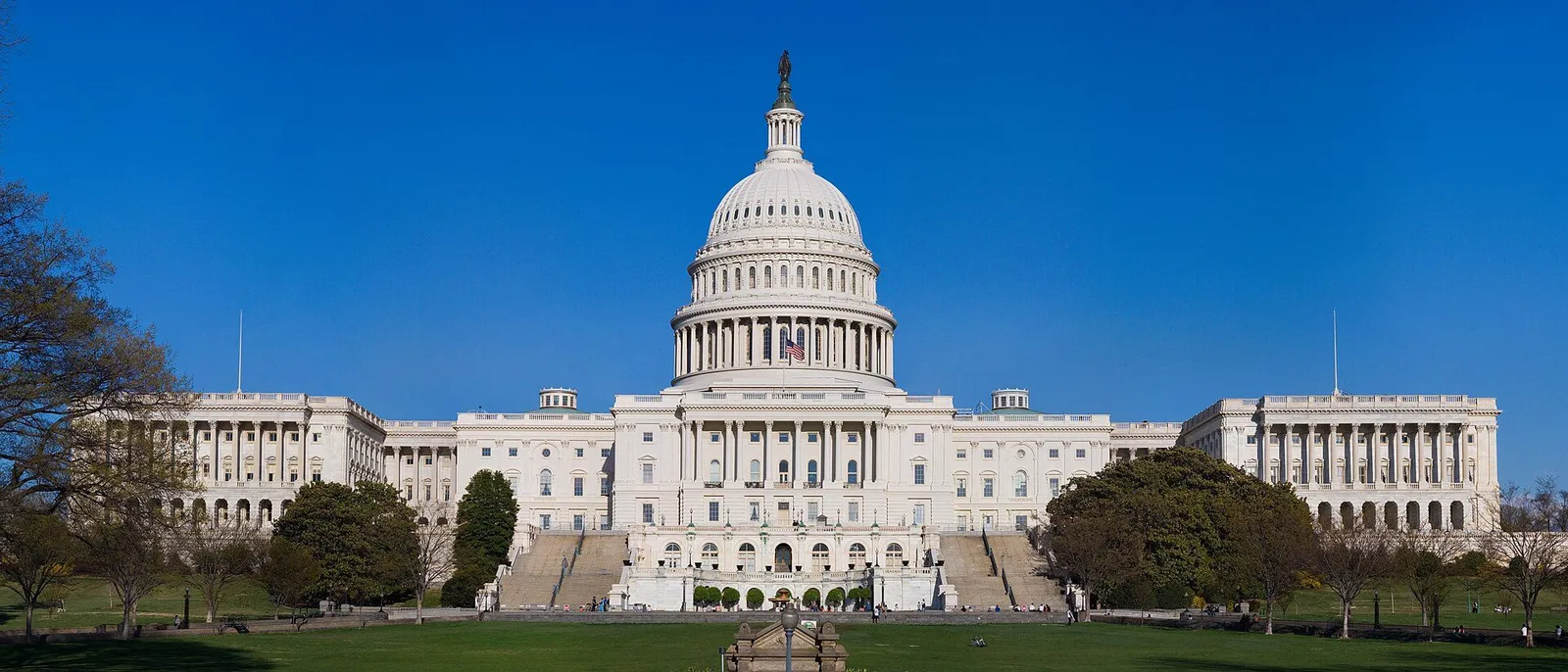 The United States Capitol dome rising above the National Mall in daylight